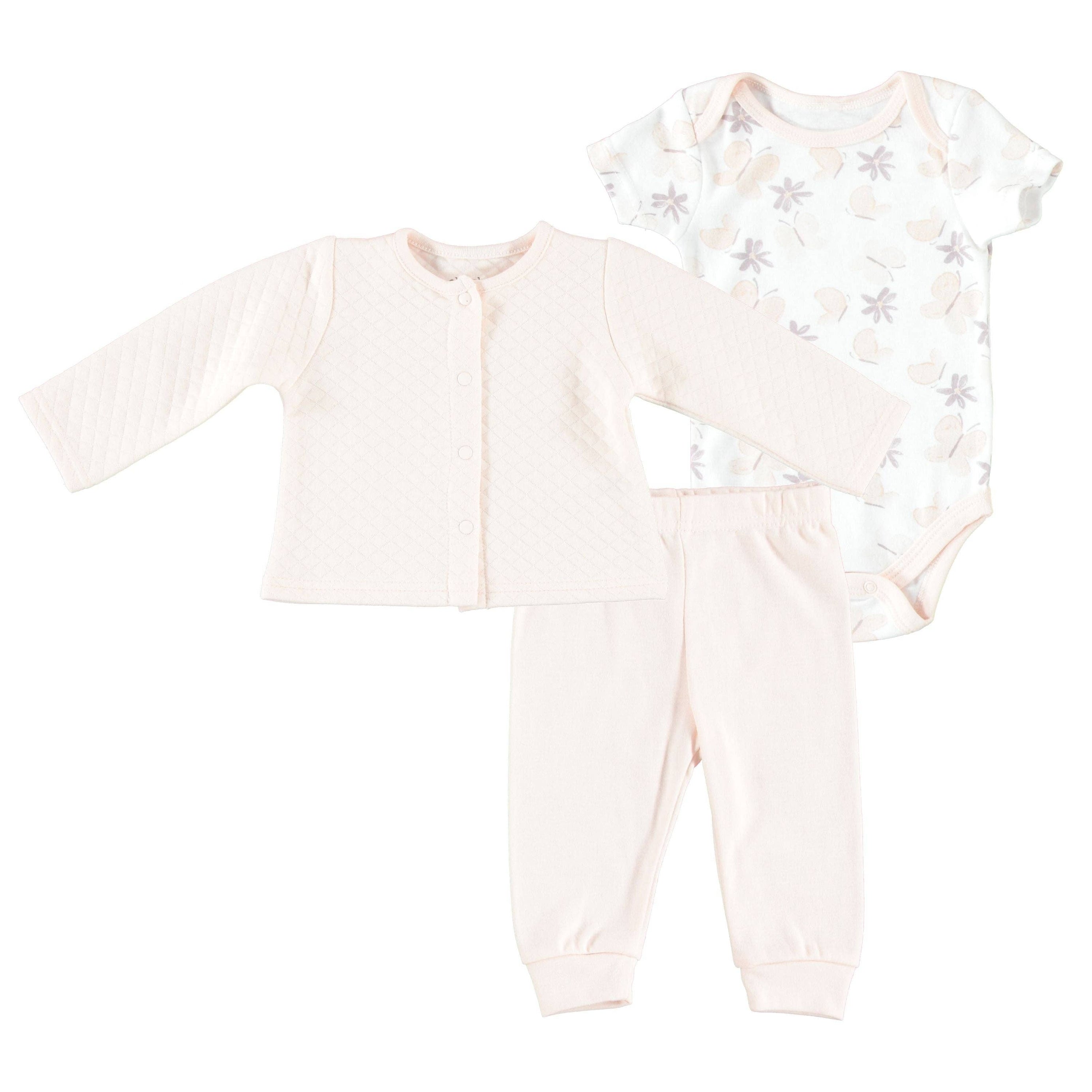 Baby Girl Clothes Layette Set - Cozy Onesie, Pants, and Muslin Jacket - The Ultimate Newborn Essentials Kit